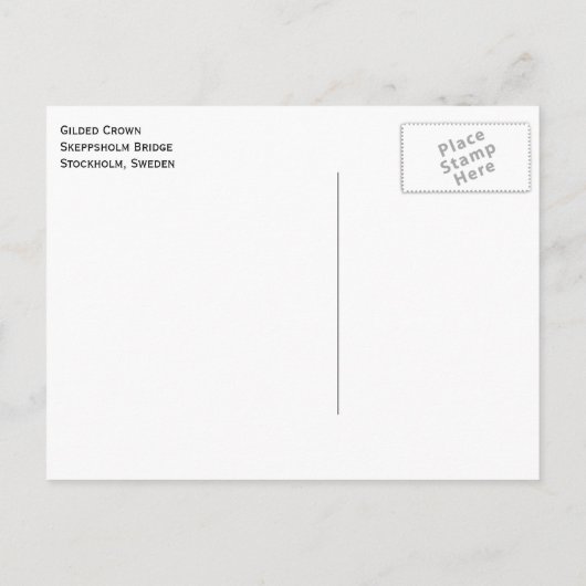 ギルド王冠、スケップショルムブリッジ、ストックホルムスウェーデン ポストカード (裏面)