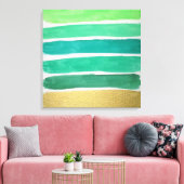 ギルド緑のストライプキャンバス印刷 キャンバスプリント (インサイチュ (リビング))