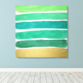 ギルド緑のストライプキャンバス印刷 キャンバスプリント (インサイチュ (ウッドフロア))