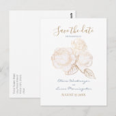 ギルド金ゴールドバラほこりっぽいブルーアイボリー日付を保存 ポストカード (正面/裏面)