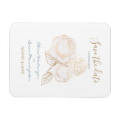 ギルド金ゴールドバラほこりっぽいブルーアイボリー日付を保存 マグネット (横)