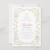 ギルド金ゴールドフローラエレガントフレームQuinceaenera写真 招待状 (正面)