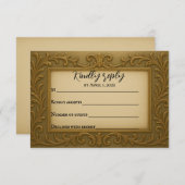 ギルド金ゴールド結婚式RSVPカード 出欠カード (正面/裏面)
