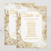 ギルド開花クラシックの結婚シーティングカード 招待状 (正面/裏面)