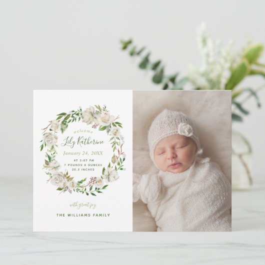 ギルド開花フローラベビー写真誕生発表 案内状 (スタンド正面)