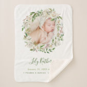 ギルド開花フローラリースベビー写真誕生統計 シェルパブランケット (正面)