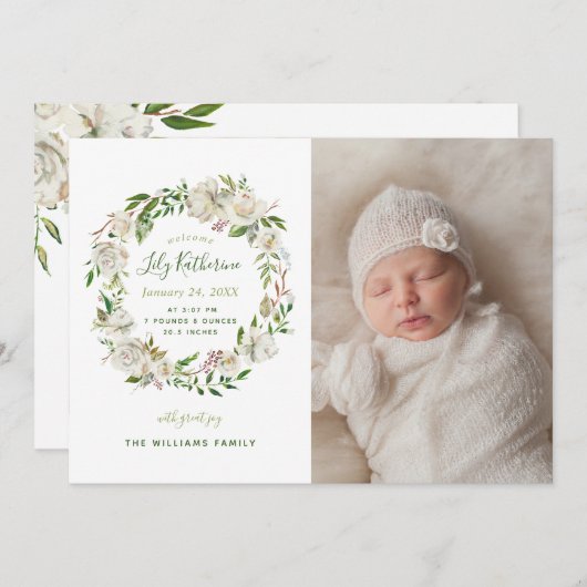 ギルド開花フローラ写真誕生のお知らせ 案内状 (正面/裏面)