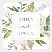 ギルド開花フローラ結婚リースズモノグラム スクエアシール (正面)