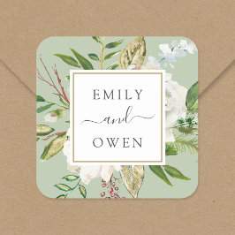 ギルド開花フローラ結婚リースズモノグラム スクエアシール