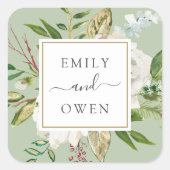 ギルド開花フローラ結婚リースズモノグラム スクエアシール (正面)