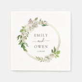 ギルド開花フローラ結婚リースズモノグラム スタンダードカクテルナプキン (正面)