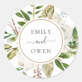 ギルド開花フローラ結婚リースズモノグラム ラウンドシール (正面)