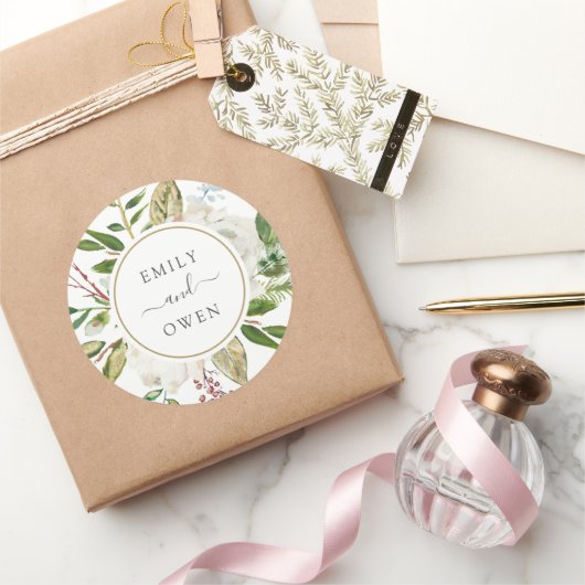 ギルド開花フローラ結婚リースズモノグラム ラウンドシール (ギフト)