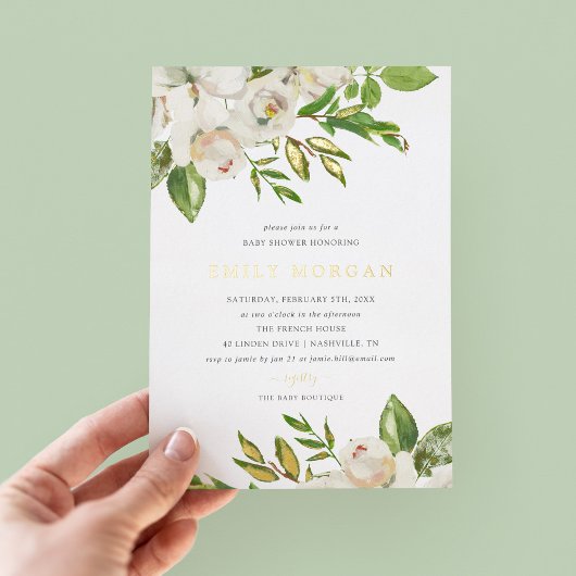 ギルド開花ベビーシャワーフォイル招待状 箔招待状