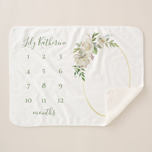 ギルド開花ベビー名マイルストーンフォト シェルパブランケット (正面(横))