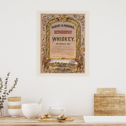 ギルバート&パーソンズのヴィンテージ広告の衛生的なウイスキー。 ポスター (キッチン)