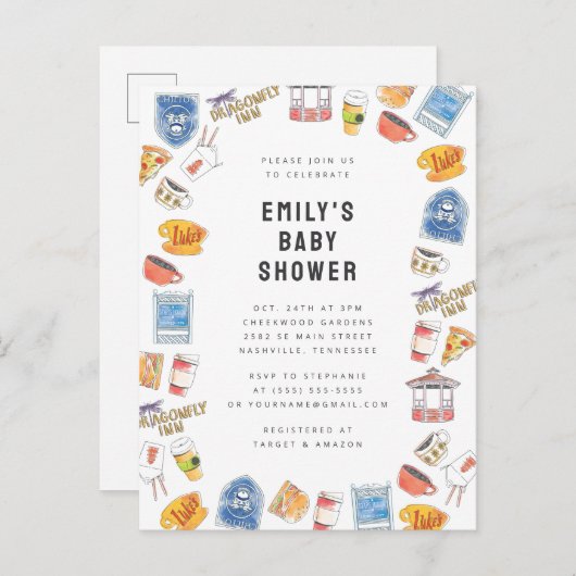 ギルモア女の子の水の色のアイコン赤ちゃんシャワー ポストカード (正面/裏面)