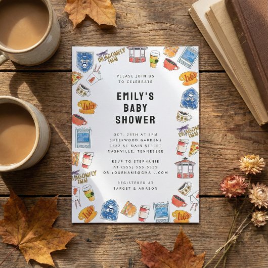 ギルモア女の子の水の色のアイコン赤ちゃんシャワー 招待状