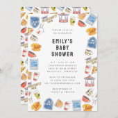 ギルモア女の子の水の色のアイコン赤ちゃんシャワー 招待状 (正面/裏面)