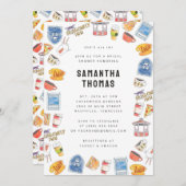 ギルモア女子ウォーターカラーアイコンブライダルシャワー 招待状 (正面/裏面)