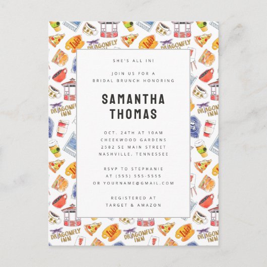 ギルモア女子ウォーターカラーアイコンブライダルブランチ ポストカード (正面)