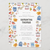 ギルモア女子ウォーターカラーアイコンブライダルブランチ 招待状 (正面/裏面)