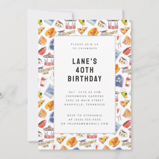 ギルモア女子ウォーターカラーアイコン誕生日 招待状 (正面)