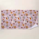 ギルモア女子 | ルークのダイナーコーヒーパターン ビーチタオル (正面)