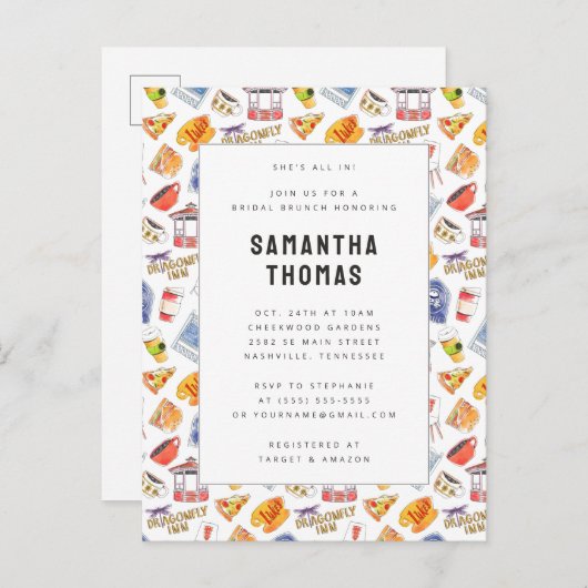 ギルモア・ガールズ ウォーターカラー アイコン ブライダル ブランチ ポストカード (正面/裏面)