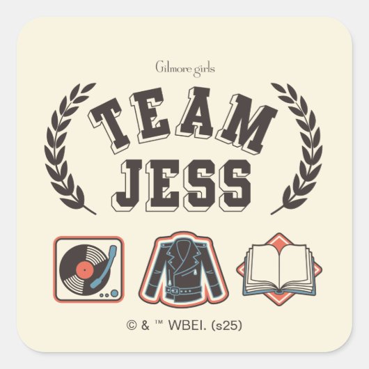 ギルモア・ガールズ Team Jess デザイン スクエアシール (正面)