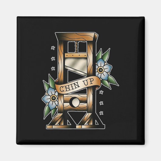 ギロチン伝統的タトゥーフラッシュチンアップメディエフ マグネット (正面)