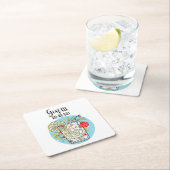 ギンおもしろいクリスマスカードは至る所でジャングル スクエアペーパーコースター (インサイチュ)