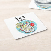 ギンおもしろいクリスマスカードは至る所でジャングル スクエアペーパーコースター (アングル)