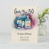 ギンおもしろいグリンパーティーストライプ30歳モダン誕生日 招待状 (スタンド正面)