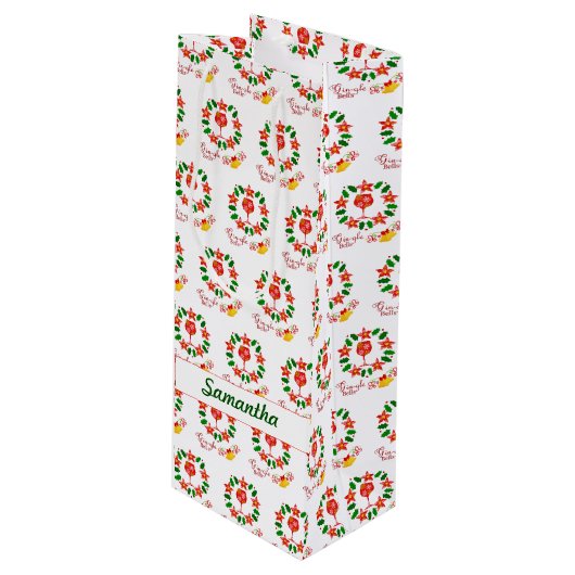 ギンおもしろいグルベルズクリスマスホリデーボトル ワインギフトバッグ (正面アングル)