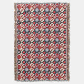 ギンガお洒落ムクリスマスパッチワークキルト スローブランケット (正面縦)