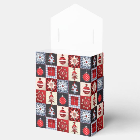 ギンガお洒落ムクリスマスパッチワークキルト フェイバーボックス (オープン)