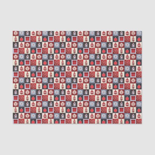 ギンガお洒落ムクリスマスパッチワークキルト 薄葉紙 (正面)