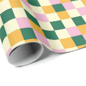 ギンガカラフルムチェッカーボード正方形 ラッピングペーパー (ロールコーナー)