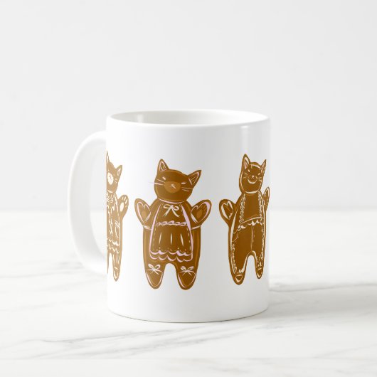 ギンガパンの猫たち絵を描 – 手 コーヒーマグカップ (正面左)