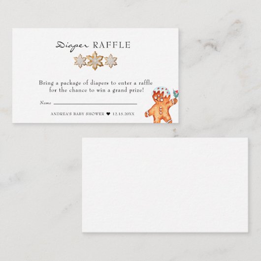 ギンガパン |クリスマスベビーシャワーおむつラッフル エンクロージャーカード (正面/裏面)