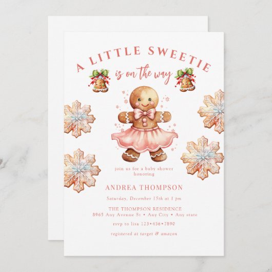 ギンガパン |クリスマスベビーシャワー 招待状 (正面/裏面)