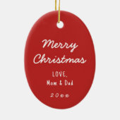 ギンガパーソナライズされたーパンの女の子のクリスマス装飾 セラミックオーナメント (裏面)