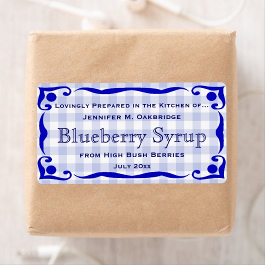 ギンガビクトリアンムスタイル付き青い食品枠 ラベル (インサイチュ)