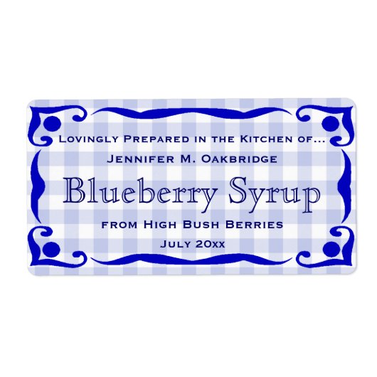 ギンガビクトリアンムスタイル付き青い食品枠 ラベル (正面)