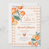 ギンガムかわいこちゃんがワンオレンジ誕生日 招待状 (正面)