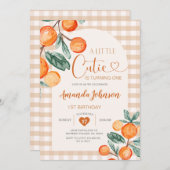 ギンガムかわいこちゃんがワンオレンジ誕生日 招待状 (正面/裏面)
