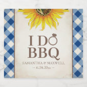 ギンガムとひまわり I DO BBQ スパークリングワインラベル (シングルラベル)