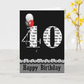 ギンガムと40歳の誕生日縁ど カード (黄色い花)