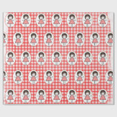 ギンガムにスニーカーでフィギュアの女の子を突き刺す ラッピングペーパー (フラット)